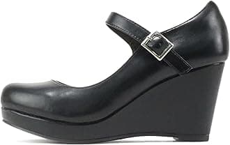 Soda Merry ~ Womens Mary Jane Strap Comfortable Platform Wedge Pump Heel Shoes (Wide Fit Available)