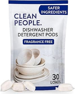 Dishwasher Pods - Cuts Grease & Rinses Sparkling Clean - Residue-Free - Phosphate Free Dishwashing Pods - Fragrance Free, 30 Pack