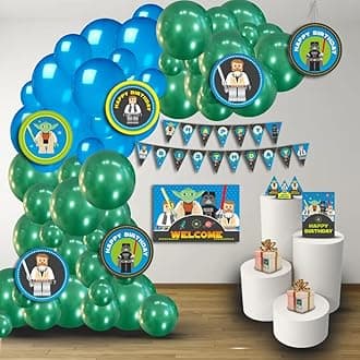 Pretty UR Party Star Wars Party decorations Kit - 80 pcs includes Bunting, balloons, thank you, centerpiece, danglers, Caps, Jedi Party Supplies, Star War Birthday Decor, DIY décor Pack for kids