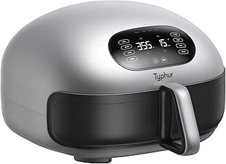 Typhur Dome 2 AI Smart Air Fryer, Large Flat Airfryer with Top & Bottom Heating, Self-cleaning Digital Fryer, PFAS free Ceramic Basket, Fits a 12" Pizza or Steaks, Whisper-Quiet, 120V