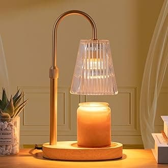 Candle Warmer Lamp with Timer - Electric Dimmer and Adjustable Height for Small Jar Scented Wax Melts - Includes 2 Bulbs for Home Birthday