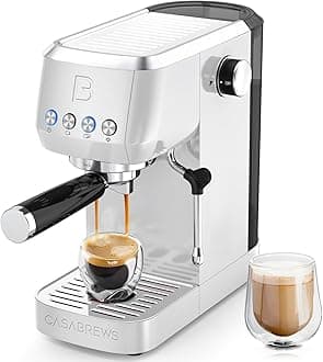 CASABREWS 3700 Essential Espresso Machine 20 Bar, Compact Coffee Maker with Milk Frother Steam Wand for Cappuccino, Latte, 49oz Removable Water Tank, White