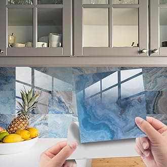 Marble Tile Stickers Vintage Floor Wall Decal Sticker Adhesive Tile Art DIY Kitchen Bathroom Backsplash Home Decor PVC Waterproof Oil Proof New 4x4 Inches 20pc