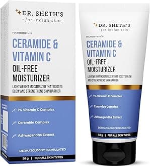 Dr. Sheth’s Oil-Free Moisturizer with Ceramide, Vitamin C & Ashwagandha Extract | Lightweight Face Moisturizer with Quick Absorption & Non-Sticky Texture | Hydration & Moisture Support Comfort, 50g