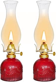 2 Pieces Large Chamber Oil Lamps, Glass Clear Color Kerosene Lamps for Indoor Use Home Decorative Hurricane Lamp Oil Lantern 11" Vintage Oil Lamp for Tabletop Decor Lighting 3/8" Wicks Adjustable