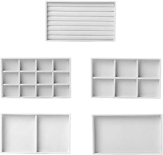 Frebeauty Extra Large Acrylic Jewelry Box for Women 5 Layers Clear Jewelry Organizer Velvet Earring Box with 5 Drawers Rings Display Case Necklaces Holder Tray for Women Girls (White)