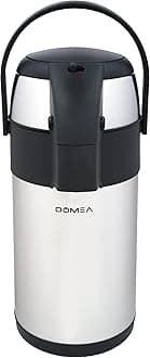 DOMEA Airpot Flask, 2.5 L, Insulated Hot And Cold Beverage Dispenser, 12 Hours Heat Retention, Pump Action Thermal Flask For Home, Office & Events
