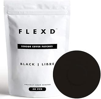 Flexd - Freestyle Adhesive Patches (30 Pcs) - Libre Adhesive Patch Covers Without Adhesive in The Center - Black