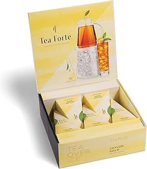 Tea Over Ice Ceylon Gold Premium Organic Caffeinated Black Iced Tea Blend, 5 Count Individually Wrapped Handcrafted Pyramid Infuser Tea Bags, Each Steeps 24 oz.