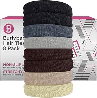 Burlybands Large Hair Ties for Thick, Heavy or Curly Hair - Non-Slip, Non-Damage, Seamless Women's Ponytail Scrunchies - Multi Color Pack