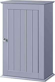 costoffs Bathroom Wall Mounted Cabinet Single Door, Modern Cupboards, Medicine Cabinet, Wooden Storage Unit with Adjustable Storage Shelves, Grey
