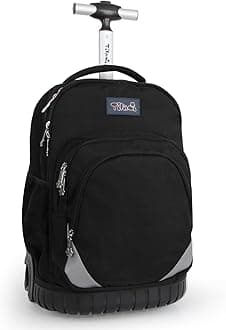 Kids Rolling School Bag Backpack 18 inch Boys and Girls Laptop Back to School Backpack, Black, Large