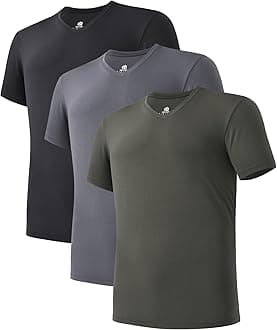 DAVID ARCHYMen's Undershirts Micro Modal Ultra Soft T-Shirts Stretch Moisture-Wicking Crewneck/V-Neck Tees for Men, 3-Pack