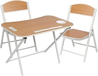 The Tickle Toe Kids Foldable Table and Chair Set | Coffee Brown | Study Table for Toddlers Age 2-5 | 1 Table + 2 Chairs | Durable MDF & Metal Frame | Made in India | Compact & Lightweight