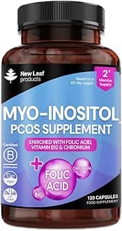 Myo-Inositol PCOS Supplement - Myo Inositol Capsules PCOS Supplement Enriched with Folic Acid, Vitamin B12 and Chromium - Hormone Balance for Women 120 Vegan Capsules UK Made New Leaf Vitamin B8