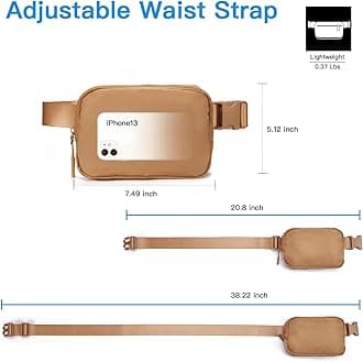 Telena Belt Bag for Women Men Fashionable Crossbody Fanny Pack for Women Waist Bag with Adjustable Strap, 1-Light Brown, Belt Bag