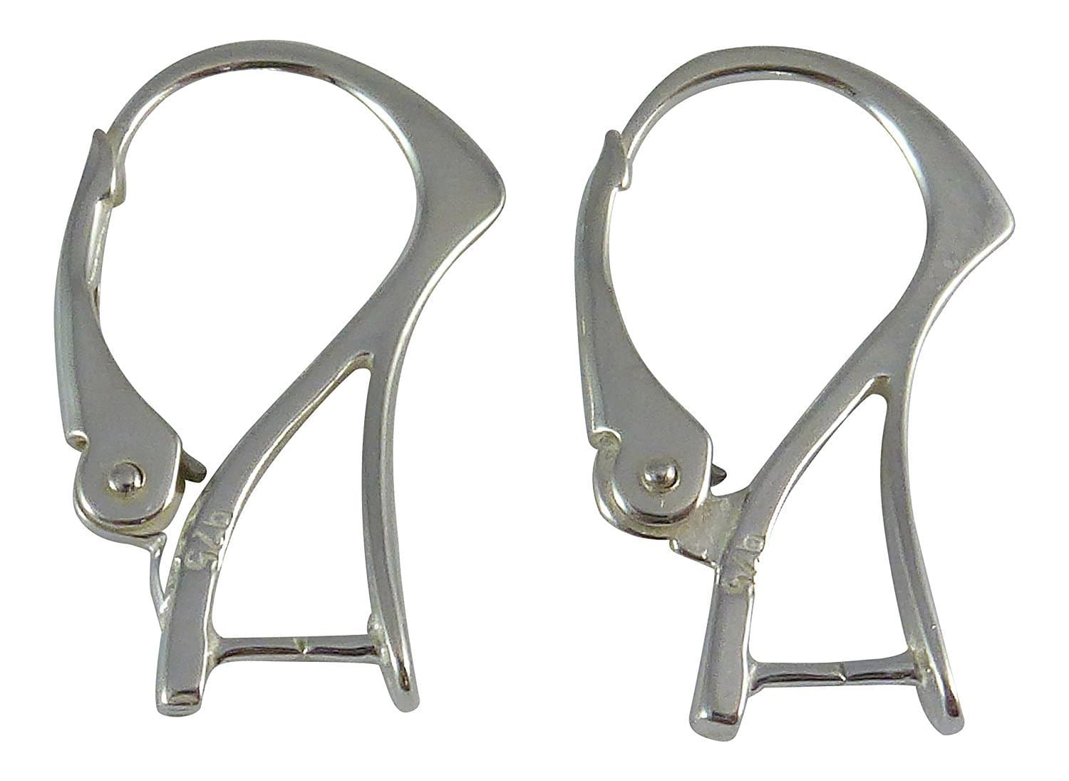 Sterling Silver Leverback Earrings with Peg Bail for Swarovski Elements Beads x 2 Pairs