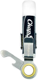 Chapstick Holder Built-to-Last for Keychain and Carabiner Attachment with Swing-Out Bottle Opener Stainless Steel