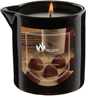 MELONY Massage Candle, Moisturizing Body Oil Candle for Couples and Home SPA, Luxury Relaxing Gifts for Men, 8.1oz (Chocolate Whiskey)