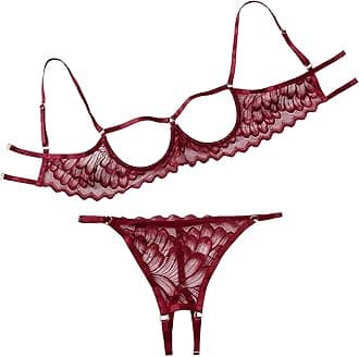 Lilosy Sexy Underwire Floral Lace Sheer Lingerie Set for Women See Through Bra and Panty 2 Piece