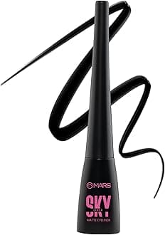 MARS Skyliner Liquid Matte Eyeliner for Women | Long Lasting & Water Resistant | Precise Application | Matte Finish | Smudge Proof | Transfer Proof upto 12 hrs (4.5ml) (Black)