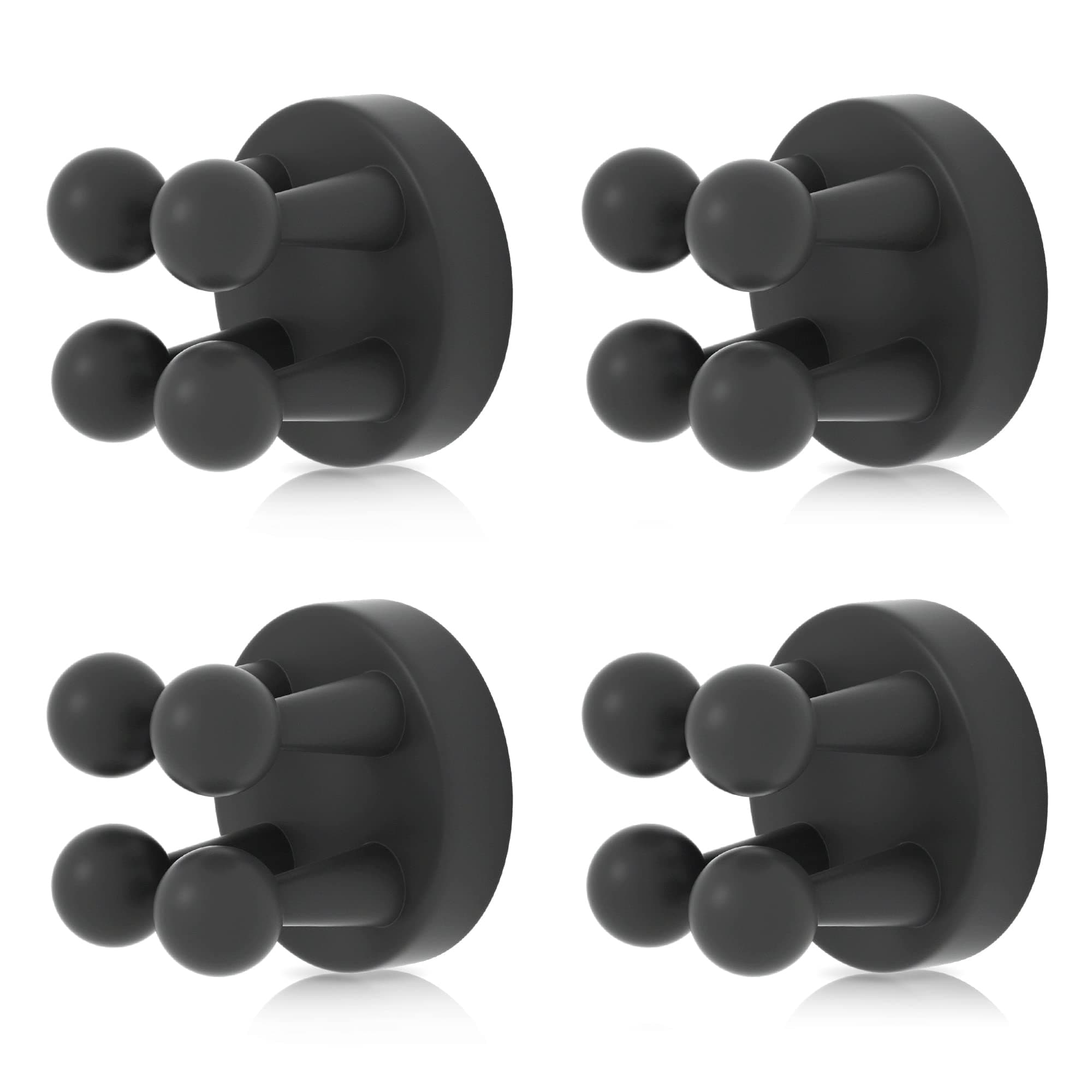 XoYoZo 4 pcs Silicone Toothbrush Holder Multi-Function Hook Waterproof self Adhesive Single Toothbrush Hook Plug Holder for Wall for Hanging Bathroom Kitchen Living Room Office (Black)