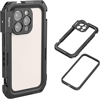 Mobile Video Cage Basic Edition for iPhone 16 Pro, Phone Cage with T-Mount Lens Backplate, TPU Soft Frame, for Video Shooting, Live Streaming, and Cinematic Filmmaking - 5008