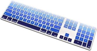 ProElife® Silicone Full Size Ultra Thin Keyboard Cover Skin for Apple iMac Keyboard with Numeric Keypad Wired USB MB110LL/B-A1243 (Blue)
