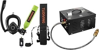 TUDIVING-0.5L Scuba Diving Tank Set,Mini Oxygen Cylinder with Full Face Snorkel Mask,Portable Travel Diving Kit for Underwater Diving Breathing Training/Rescue