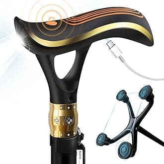 Smart Alarm Walking Cane for Men & Women, Telescopic and Adjustable Walking Sticks for Seniors, USB Direct Charge, with LED Light, One Cane for Three Purposes, Light and Stable