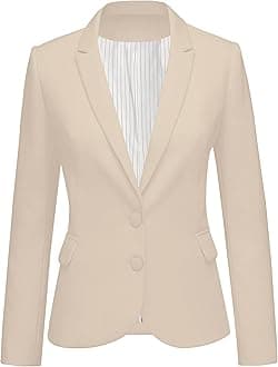 LookbookStore Womens Notched Lapel Pockets Button Work Office Blazer Jacket Suit