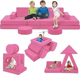 Edbuosy 22Pcs Modular Kids Play Couch - Kids Couch for Playroom Bedroom Living Rooms Toddler Sofa for Inspiring Child Creativity，Children Convertible Foam Sofa