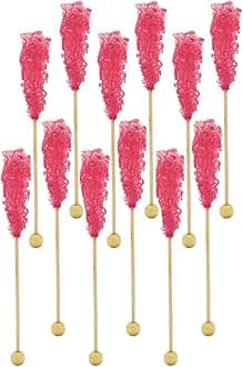 Fruidles Rock Candy Lollipops Pops Candy Suckers, Variety Flavor and Color Assortment, 5.5" (Pack of 12, Cherry)
