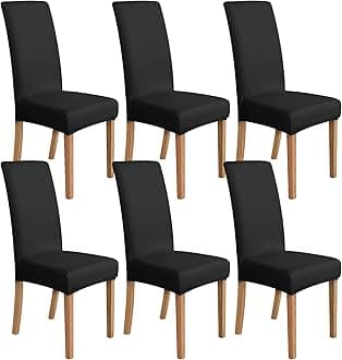 Dining Chair Covers, Stretch Parson/Dining Chair Slipcover, Removable Washable Chair Protector for Home/Restaurant/Banquet, Black Pack of 6