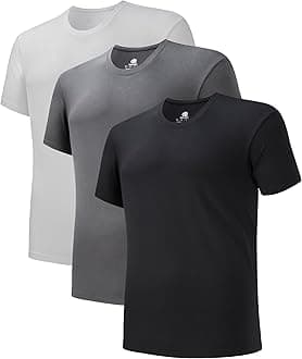 Men's Undershirts Micro Modal Ultra Soft T-Shirts Stretch Moisture-Wicking Crewneck/V-Neck Tees for Men, 3-Pack