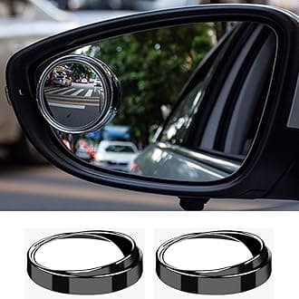 ESreake 2PCS small Blind Spot Mirror,2" Round HD Glass Convex Rear View Mirror,Strong Adhesive Mirror for Car, Van, SUV and Trucks (2"(50mm), Black frame)