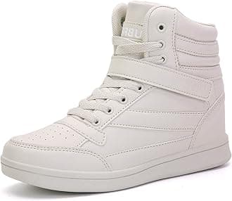 UBFEN Womens High Top Sneakers with Hidden Wedge Heel Ankle Support 2 Inch Height Increase 80s Retro Casual Boots