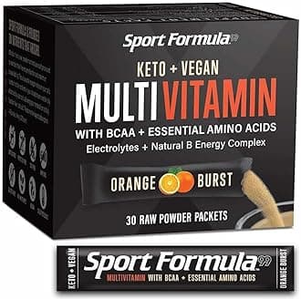 Vegan Superfood Daily Keto MultiVitamin for Men and Women BCAA BCCA Amino Acid Powder Packets Orange Mix Won't Upset Your Stomach Powdered Digestive Enzymes Vitamin B Natural Flavoring Energy Complex