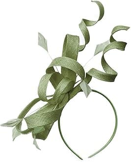 Sinamay Headband Swirl Fascinator For Women Wedding Ascot Races (Sage Green)