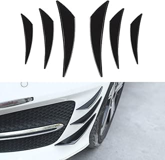 6 PCS Car Spoiler Canards Kit, Auto Front Bumper Lip Splitter, Body Anti-Collision Diffuser, Exterior Soft Rubber Decorative Accessories, Vehicle Universal Stickers (Glossy Black)