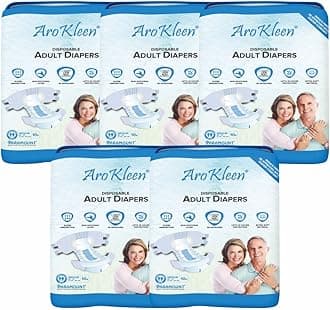AroKleen (ISI CERTIFIED) Premium Adult Diapers Tape Style - 50 Count (Medium)