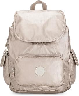 Kipling City Pack S Women's Backpack Handbag, Silver (Metallic Glow), One Size