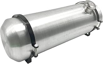 JSD 5.5 Gallons 8" x 26" Auxiliary Spun Round Aluminum Gas Tank / Fuel Cell Tank End Fill 3/8" NPT Outlet
