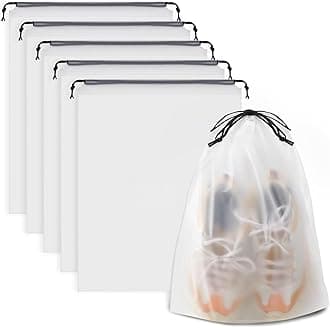 Shoe Bags for Travel, Drawstring Travel Shoe Bags for Packing, Dustproof Portable Travel Shoe Storage Bag for Men and Women, Clear, Large, 5 Pack