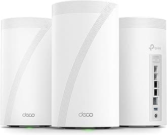 TP-Link Deco 7 Elite BE95 Quad-Band WiFi 7 BE33000 Whole Home Mesh System - 16-Stream, 2x 10G + 2x 2.5G Ports Wired Backhaul, 12 x High-Gain Antennas, VPN, AI-Roaming, 4x4 MU-MIMO, HomeShield (3-Pack)