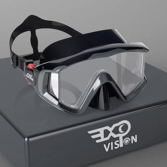 Adult Pano 3 Scuba Diving Mask, Tempered Glass Snorkel Mask Anti-Fog Swim Mask No Leakage Swim Goggles with Nose Cover Snorkeling Gear for Snorkeling, Freediving, Swimming