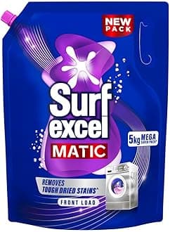 Matic Front Load Liquid Detergent 5L Refill Pouch, Specially designed to remove Tough Dried Stains, 1st time in Washing Machine