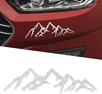 SNGARO Vinyl Snow Mountain Tree Sticker, Trunk Logo Sticker, Car Exterior Accessories, Universal for Car, Window and Laptop (White)