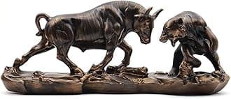 Wall Street Bull & Bear Battle Resin Statue, Bull & Bear Decoration, Home Decor Accents Bull Ornaments for Living Room, Bedroom, Wine Cabinet, Office - Black