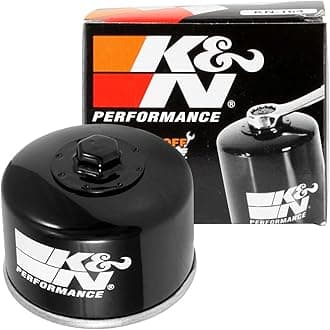 K&N Powersports Oil Filter - Spin-On 76x65mm compatible with BMW, Kymco (KN-164), Black